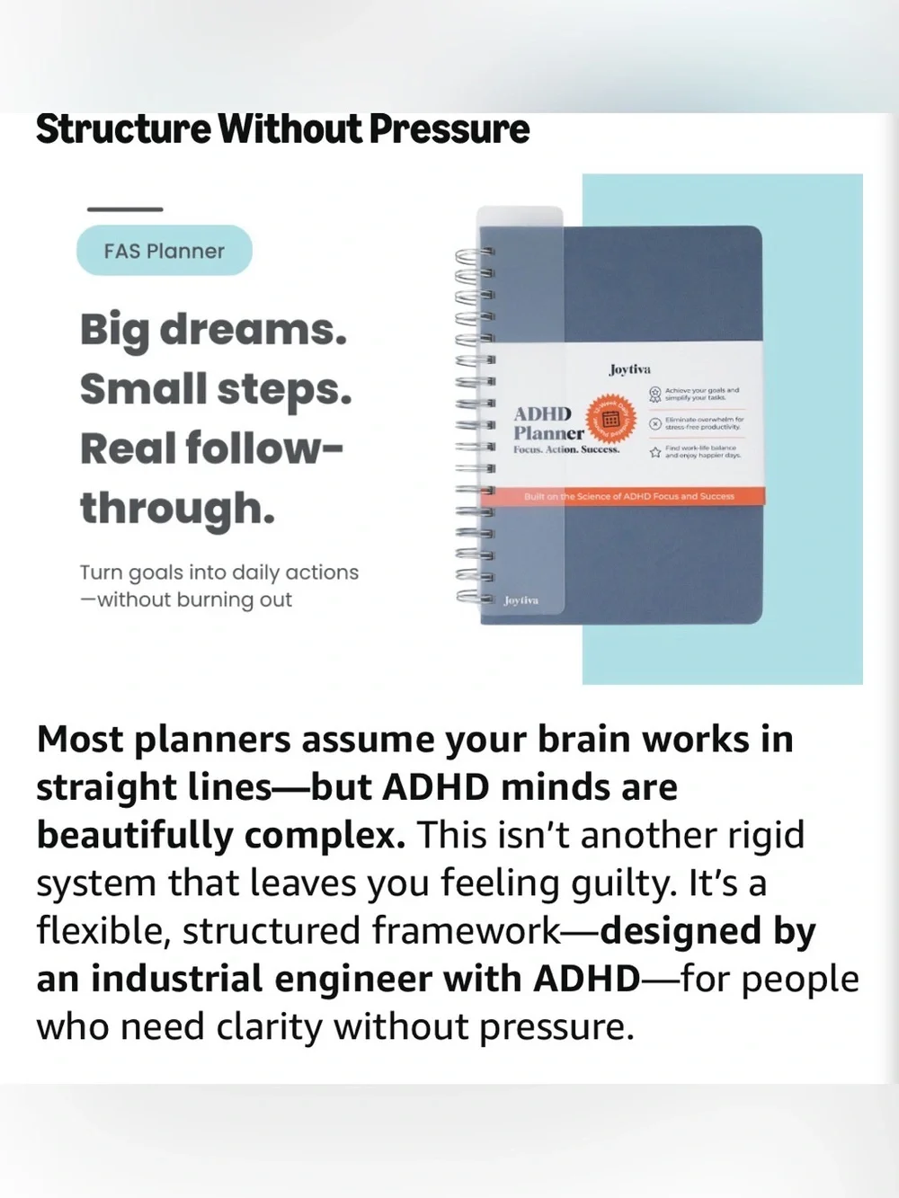 NWT Joytiva 12-Week Cycle Undated ADHD Planner for Neurodivergent Adults